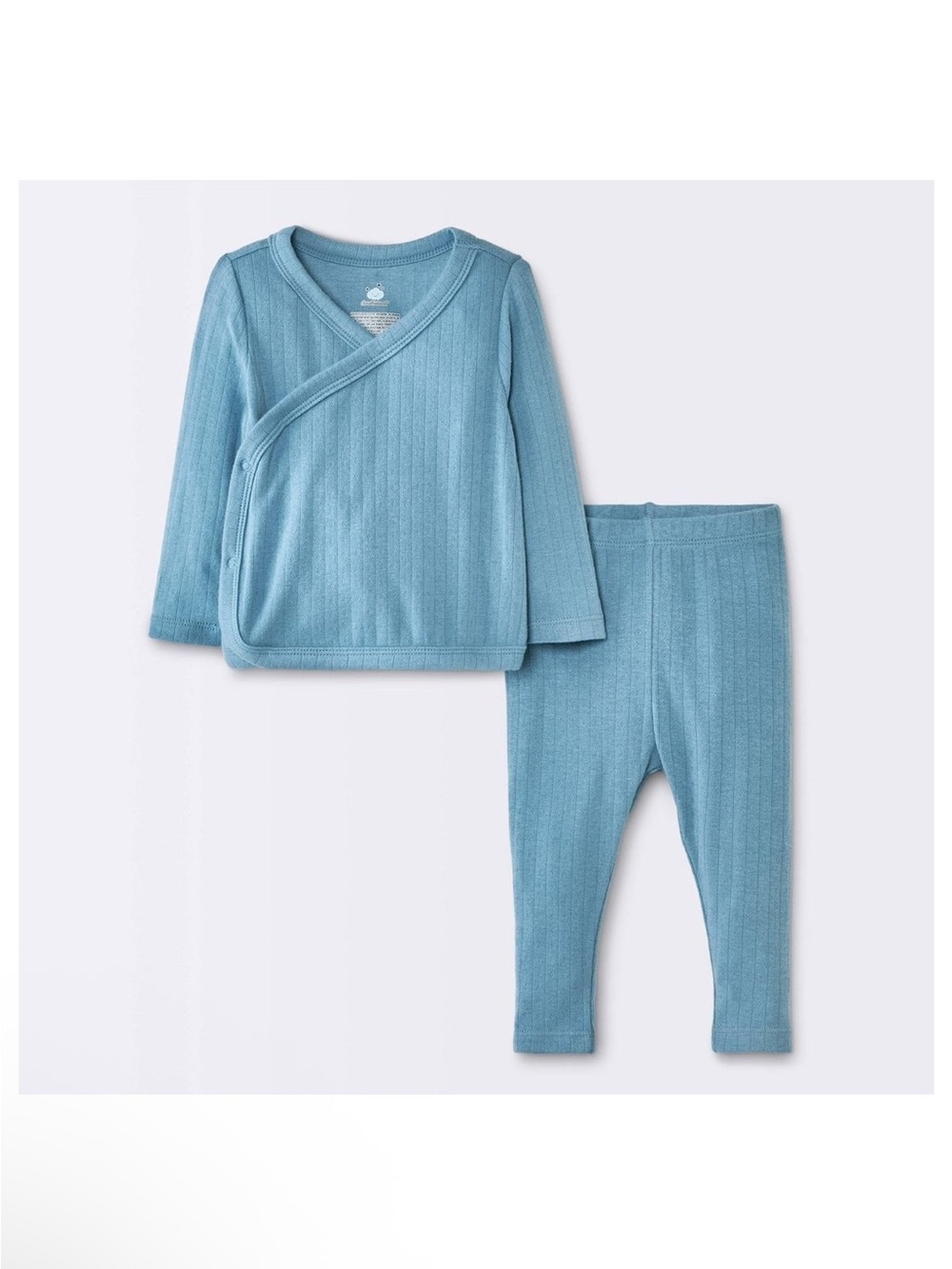 cloud island Light Blue Ribbed Wrap-Top Set